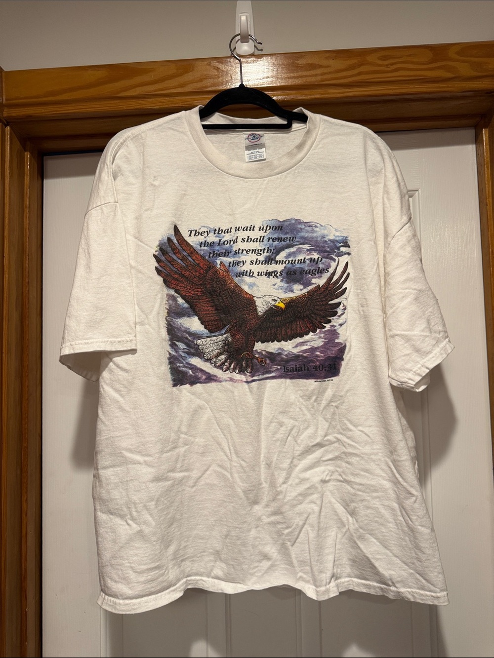 Delta White Tee with Soaring Eagle Graphic